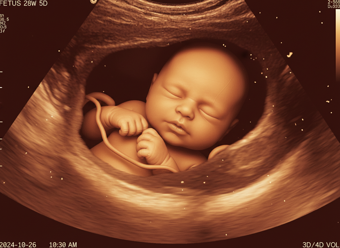 3D ultrasound scan of baby in the womb